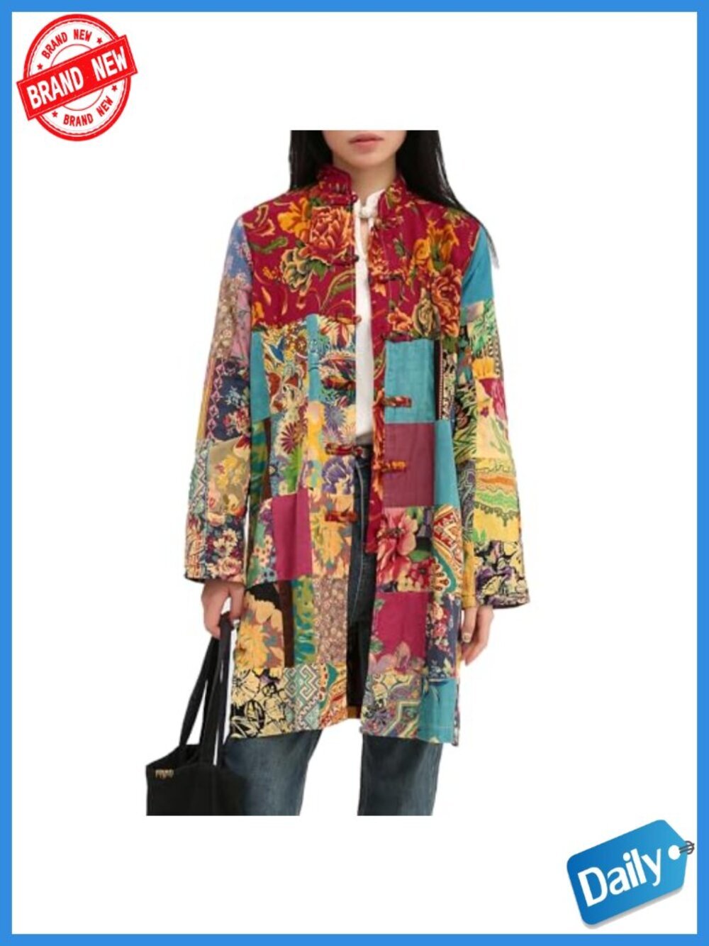 Boho Floral Patchwork Jacket Lightweight Spring Fall Coat